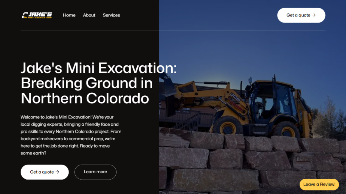 Jake's Mini Excavation website preview